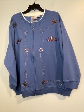 Hastings & Smith Blue Nautical Zip-Front Cardigan